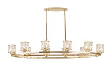 Acacia 10 Light Oval G9 Telescopic Light French Gold / Clear Crystal Shade
