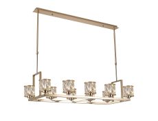 Acacia 10 Light Rectangle G9 Telescopic Light French Gold / Clear Crystal Shade