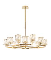 Acacia 90.8cm 8 + 4 Light Round G9 Telescopic Light French Gold / Clear Crystal Shade