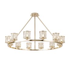 Acacia 105.8cm 12 Light Round G9 Telescopic Light French Gold / Clear Crystal Shade