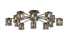 Acacia 91.8cm 12 Light G9 Semi Flush Sand Black / Smoked Crystal Shade