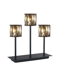 Acacia 3 Light G9 Rectangular Touch Switch Crystal Table Lamp Sand Black & Smoked Crystal Shade