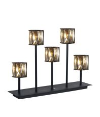 Acacia 5 Light G9 Rectangular Touch Switch Crystal Table Lamp Sand Black & Smoked Crystal Shade
