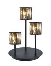 Acacia 3 Light G9 Round Touch Switch Crystal Table Lamp Sand Black & Smoked Crystal Shade