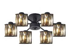 Acacia 51.8cm 6 Light G9 Semi Flush Sand Black / Smoked Crystal Shade