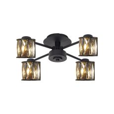 Acacia 46.8cm 4 Light G9 Semi Flush Sand Black / Smoked Crystal Shade