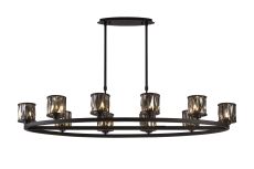 Acacia 10 Light Oval G9 Telescopic Light Sand Black / Smoked Crystal Shade