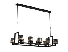 Acacia 10 Light Rectangle G9 Telescopic Light Sand Black / Smoked Crystal Shade