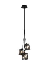 Acacia 12cm 3 Light G9 2m 1 Drop Cluster Pendant Sand Black / Smoked Crystal Shade