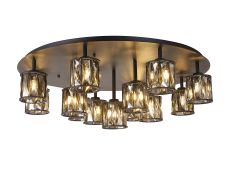 Acacia 80.8cm Round 13 Light G9 Flush Sand Black / Smoked Crystal Shade Item Weight: 18.26kg