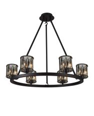 Acacia 70.8cm 6 Light Round G9 Telescopic Light Sand Black / Smoked Crystal Shade