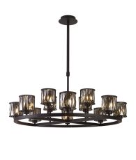 Acacia 90.8cm 8 + 4 Light Round G9 Telescopic Light Sand Black / Smoked Crystal Shade