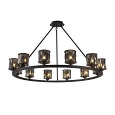 Acacia 105.8cm 12 Light Round G9 Telescopic Light Sand Black / Smoked Crystal Shade