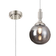 Notte 12cm Pendant, 1 Light G9, IP44, Polished Nickel/Smoke Smooth Round Glass
