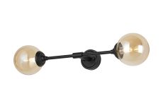 Notte Ceiling/Wall Light Linear, 2 Light G9, IP44, Satin Black/Amber Smooth Round Glass