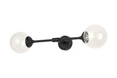 Notte Ceiling/Wall Light Linear, 2 Light G9, IP44, Satin Black/Clear Smooth Round Glass
