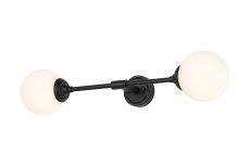 Notte Ceiling/Wall Light Linear, 2 Light G9, IP44, Satin Black/Opal Smooth Round Glass
