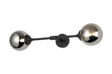 Notte Ceiling/Wall Light Linear, 2 Light G9, IP44, Satin Black/Smoke Smooth Round Glass