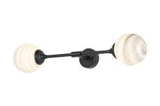 Notte Ceiling/Wall Light Linear, 2 Light G9, IP44, Satin Black/Grey/White Round Marble Effect Glass
