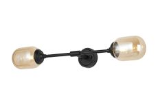 Notte Ceiling/Wall Light Linear, 2 Light G9, IP44, Satin Black/Amber Smooth Tubular Glass