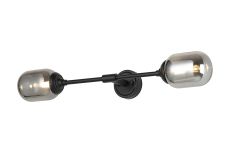 Notte Ceiling/Wall Light Linear, 2 Light G9, IP44, Satin Black/Smoke Smooth Tubular Glass