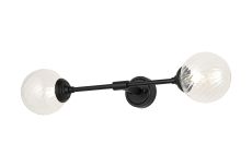 Notte Ceiling/Wall Light Linear, 2 Light G9, IP44, Satin Black/Clear Swirl Round Glass