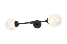Notte Ceiling/Wall Light Linear, 2 Light G9, IP44, Satin Black/White Two-Tone Snow Specks Round Glass