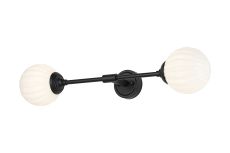 Notte Ceiling/Wall Light Linear, 2 Light G9, IP44, Satin Black/Opal Round Segment Glass