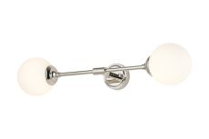 Notte Ceiling/Wall Light Linear, 2 Light G9, IP44, Polished Nickel/Opal Smooth Round Glass