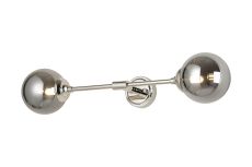 Notte Ceiling/Wall Light Linear, 2 Light G9, IP44, Polished Nickel/Smoke Smooth Round Glass