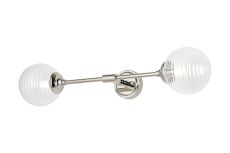 Notte Ceiling/Wall Light Linear, 2 Light G9, IP44, Polished Nickel/Clear Ribbed Round Glass