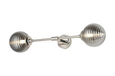 Notte Ceiling/Wall Light Linear, 2 Light G9, IP44, Polished Nickel/Smoke Ribbed Round Glass
