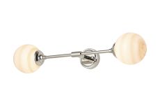 Notte Ceiling/Wall Light Linear, 2 Light G9, IP44, Polished Nickel/Brown/White Round Marble Effect Glass