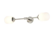 Notte Ceiling/Wall Light Linear, 2 Light G9, IP44, Polished Nickel/Opal Smooth Tubular Glass