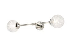 Notte Ceiling/Wall Light Linear, 2 Light G9, IP44, Polished Nickel/Clear Cross Pattern Round Glass