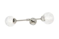 Notte Ceiling/Wall Light Linear, 2 Light G9, IP44, Polished Nickel/Clear Dune Effect Round Glass