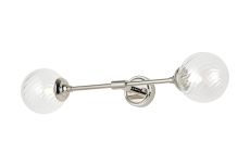 Notte Ceiling/Wall Light Linear, 2 Light G9, IP44, Polished Nickel/Clear Swirl Round Glass