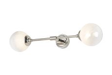 Notte Ceiling/Wall Light Linear, 2 Light G9, IP44, Polished Nickel/White Two-Tone Snow Specks Round Glass