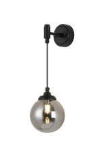 Notte Adjustable Wall Light, 1 Light G9, IP44, Satin Black/Smoke Smooth Round Glass