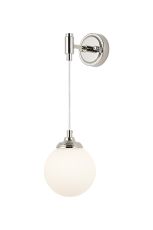 Notte Adjustable Wall Light, 1 Light G9, IP44, Polished Nickel/Opal Smooth Round Glass