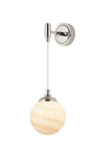 Notte Adjustable Wall Light, 1 Light G9, IP44, Polished Nickel/Brown/White Round Marble Effect Glass