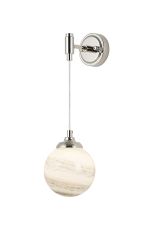 Notte Adjustable Wall Light, 1 Light G9, IP44, Polished Nickel/Grey/White Round Marble Effect Glass