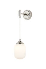 Notte Adjustable Wall Light, 1 Light G9, IP44, Polished Nickel/Opal Smooth Tubular Glass