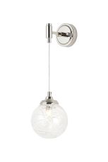 Notte Adjustable Wall Light, 1 Light G9, IP44, Polished Nickel/Clear Dune Effect Round Glass