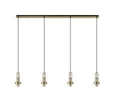 Urasawa Linear 4 Light Pendant, (FRAME ONLY), 4 x E27, French Gold/Matt Black
