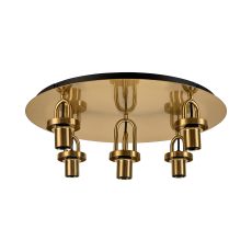 Urasawa 55cm Light Flush Ceiling Light, (FRAME ONLY), 5 x E27, Brass Gold