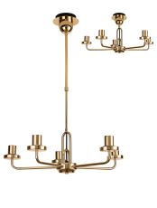 Urasawa 64.5cm Telescopic Pendant/Semi Flush Light, (FRAME ONLY), 5 x E27, French Gold