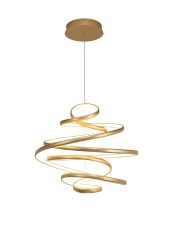 Lucia 55cm Triac Dimmable Looped Spiral Pendant, 1 x 71W LED, 3000K, 7100lm, Champagne Gold, 3yrs Warranty