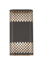 Goccia Wall Lamp With 160 x 305mm Mesh Diamond Pattern Shade, 2 x 6.5W LED, 3000K, 900lm, IP65, Anthracite, 3yrs Warranty