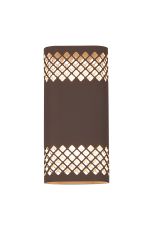 Goccia Wall Lamp With 125 x 260mm Mesh Diamond Pattern Shade, 2 x 6.5W LED, 3000K, 900lm, IP65, Cacao, 3yrs Warranty